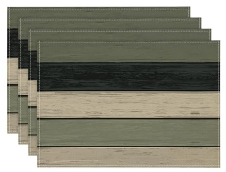 Artoid Mode Schwarz Planken Antik Alt Rustikal Holz Halloween Platzsets 4er Set, 30x45cm Urlaub Tischsets Waschbar Platzdeckchen Küche Party Deko