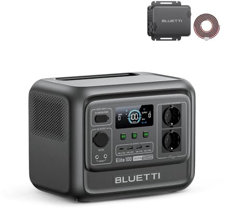 BLUETTI Elite 100 V2 (2025 Nuevo) Generador Solar con Charger 1 Alternador Cargador, 1024Wh LFP 1800W CA, 560W Carga DC-DC, Carga Completa en 1,8 H en Coche, Ideal para Camping, Furgonetas, RV Viajes