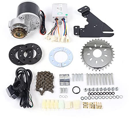 Haoxuesen Kit de conversion de vélo électrique 350 W - Kit de conversion de vélo électrique - Moteur à brosse avec roue libre - Pour vélos, breaks, VTT et petits tricycles électriques (36 V)