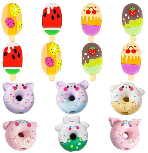 Lot de 14 gommes amusantes pour enfants en forme de fruits avec motif de fruits, donuts, gommes amusantes pour l'écriture, le dessin Legami