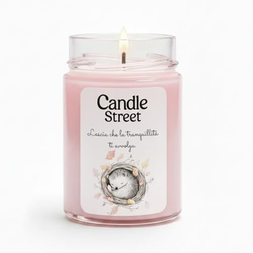 Candle Street | La Tranquillità | Candela Artigianale Profumata | Fragranza Rosa, Fiori di Pesco e Ylang Ylang | Lunga Durata 40h | Vegana, Made in Italy | Candela Relax Floreale ed Elegante (Grande)