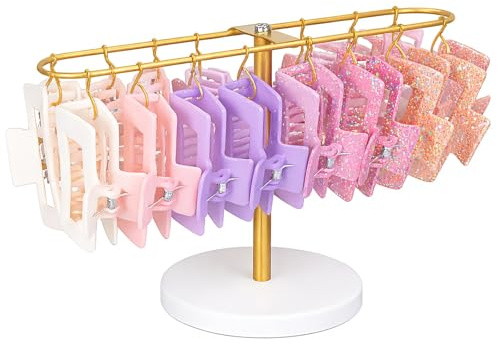XIINGYAAN Haarklammer Organizer, Haarspangen Aufbewahrung, Haarclip Halter | Goldfarbener Metallhalter mit 16 Haken für Frisiertisch, Kommode & Badregal – ordnet Haarclips sichtbar und platzsparend