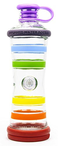 Bouteille i9 Chakra en verre eau vivante informée et structurée - sans BPA - eau detox, jus, smoothies... - sport, voyage, maison, bureau