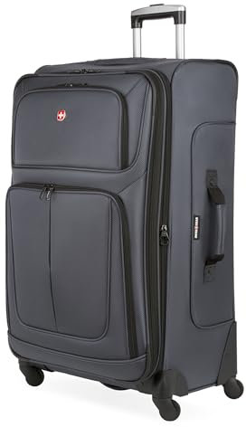 SwissGear Sion Softside Erweiterbares Rollgepäck, grau dunkel, Checked-Large 29-Inch, Sion Softside Erweiterbarer Rollkoffer