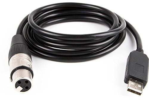USB zu DMX Schnittstellenadapter LED DMX512 XLR Buchse RS485 Konverter Signalpegel Computer PC Bühnenbeleuchtung Controller Kabel 12ft schwarz
