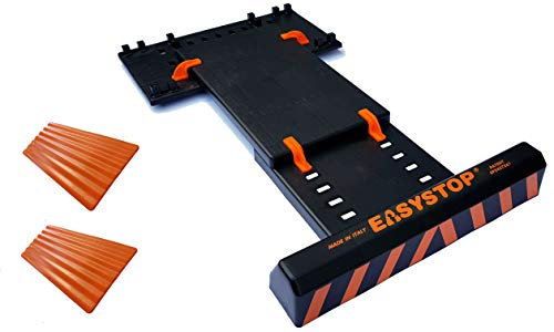 n. 1 Kit Fermaruota più paracolpi adesivi per portiere. Regolabile, INODORE, non si fissa, montaggio veloce senza attrezzi, in plastica antiurto. Parcheggio sicuro e preciso con bassa velocità.