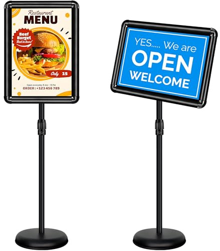 VAIIGO A3 Infoständer Höhenverstellbar Aluminium DIN A3 Plakatständer Informationsständer Präsentationsständer Werbeständer mit Sicherheitsecke ,Schwarz