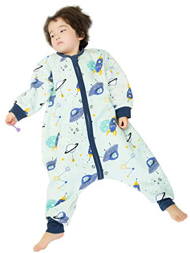 Chilsuessy Baby Ganzjahres Schlafsack 1.5 Tog Babyschlafsack mit Füßen für Säugling Kleinkind Kinder Schlafsäcke Baumwolle Schlafsack mit Beinen, Raumschiff, 100cm/Baby Höhe 110-120cm