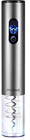 My Wave - Ouvre-bouteille Électrique - Batterie Rechargeable - Tire-bouchon Électrique en Aluminium et Téflon - Batterie de 80 Utilisations - Comprend un Coupe-papier en Aluminium