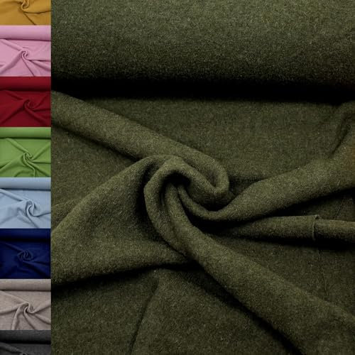 MAGAM-Stoffe Walkloden Wollstoff 100% reine Schurwolle Meterware 50cm (12. Khaki grün)