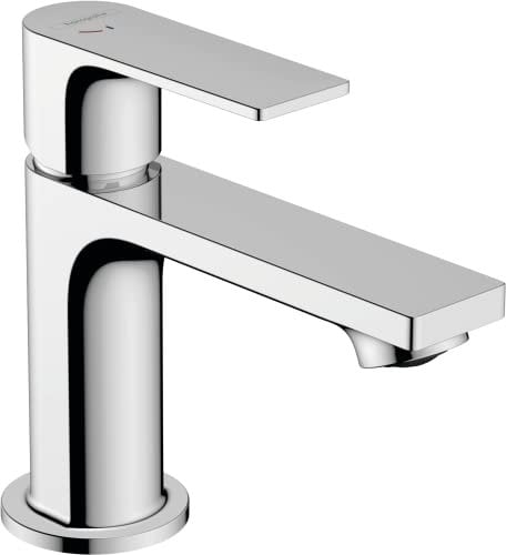 Hansgrohe Mitigeur de Lavabo Rebris E, Hauteur Sous Bec 80 mm, Économie D'Énergie (Coolstart), Robinet Lavabo sans Tirette Ni Vidage, Chromé, 72554000