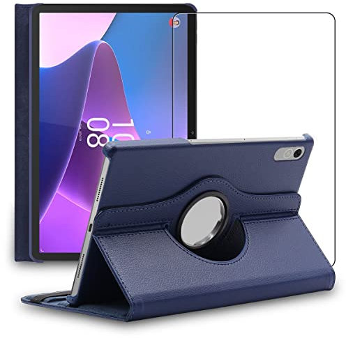 ebestStar - Funda para Lenovo Tab P11 Pro Gen2, Carcasa Capa Giratoria, 360 Protectora, Cuero PU Soporte, Azul Oscuro + Cristal Templado