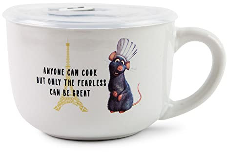 Disney Pixar Ratatouille Anyone Can Cook Ceramic Soup Mug With Lid | 24 Ounces