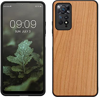 kwmobile Housse Compatible avec Xiaomi Redmi Note 11 Pro/Note 11 Pro (5G) / Note 12 Pro (4G) Coque - Étui de Protection Rigide en Bois avec Cadre en TPU - Marron