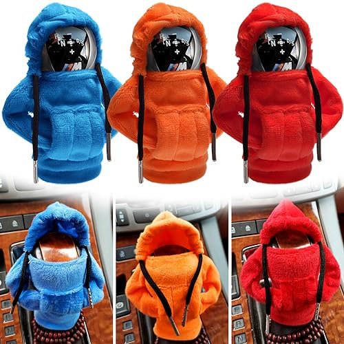 xinrongda Auto Schaltknauf Abdeckung, 3 Stück Schaltknauf Hoodie, Universelles Auto Schalthebel Innendekorationszubehör, Lustige Hoodies Schalthebel Dekoration für Auto Dekoratives