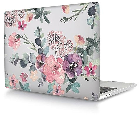 Funda Compatible con MacBook Pro 15 Pulgadas 2019 2018 2017 2016 Versión Modelo A1990 A1707 con Touch Bar y Touch ID, Carcasa Rígido de Plástico Cubierta Protectora, Flor