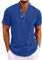 Linen Shirt for Men UK Short Sleeve Henley Shirt Classic Solid Cotton Linen Button Up Blouses Summer Loose Casual Cotton Linen Pullover Tops Comforty Breathable Office Business Tees