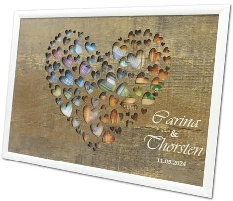 Personalisiertes Geldgeschenk im Bilderrahmen - Hochzeitsgeschenke - Hochzeitsgeschenk für Brautpaar - Geld von Herzen verschenken (18cm x 24cm Variante 1)