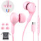 Cuffie USB C cablate per iPhone 15 Pro/iPad Pro/iPad Air, con microfono HiFi Controllo del volume Tipo C Auricolari per Samsung Galaxy S24/S23/S22 Ultra, cancellazione del rumore per iPhone 15, rosa
