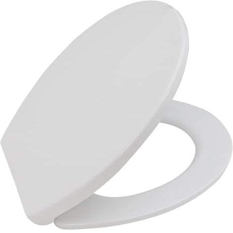 Sedile WC, Copriwater Universali O Forma,Tavoletta WC Chiusura Ammortizzata, Rapido Montaggio,Plastica Antibatterico Facile da Pulire, Bianco (O Forma)