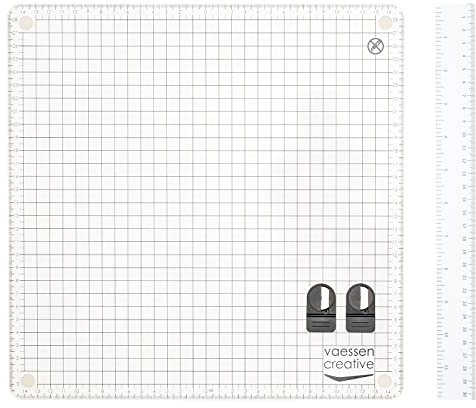 Vaessen Creative Bastelset Selbstheilender Schneidematte und Magnetische Stempel Plattform von 30,5 × 30,5 cm – Scrapbook Zubehör für Karten Basteln, Journaling, Prägen und weitere Bastelprojekte