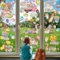 Großes Fensterbilder Ostern Selbstklebend, 70 PCS Osterdeko Fenstersticker Ostern 9 Blätter, Niedliche Kaninchen Eier Blume Wandaufkleber Fenster Aufkleber Dekorationen Wiederverwendbar für Ostern