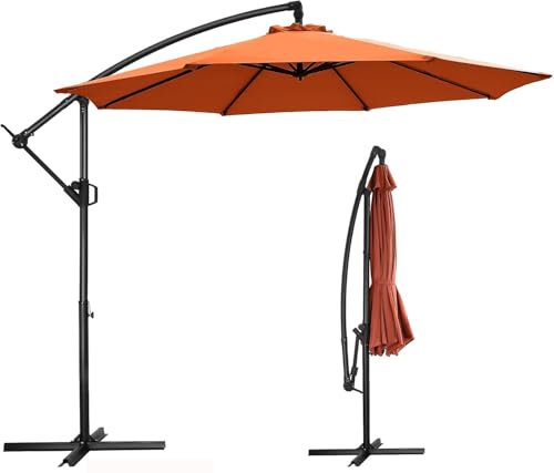 Sekey Sonnenschirm Ø300cm Groß Garten Terrasse Ampelschirm mit Eisen Mast, 200g PU-Beschichtung, 500h Farbechtheit, Schweres Gestänge für Café Balkon