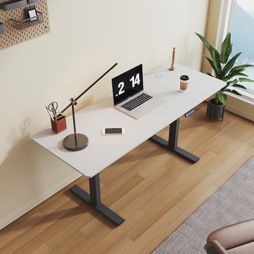 SONNI Höhenverstellbarer Schreibtisch Elektrisch, 160x60cm, Bürstenloser Motor mit 3 Memory-Funktionen, Anti-Kollisionssystem & Kabelmanagement, Steh-Sitz Tisch für Homeoffice, 80KG Traglast, Weiß