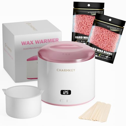 CHARMKEY Haarentfernungs-Wachs-Kit für Frauen, Digitalanzeige, Wachswärmer mit 200 g Hartwachsperlen, Wachsmaschine mit 479.1 g Silikonschale zu Hause für Gesicht, Augenbraue, Bikini, Ganzkörper