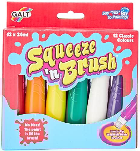 Galt Toys, Squeeze 'n Brush - 12 Classic Colours, Brush Tipped Paint Pens, for Kids Age 3+