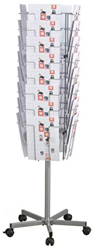 TWINCO A4 32 Compartment Floor Standing Mobile Literature Holder, Silver