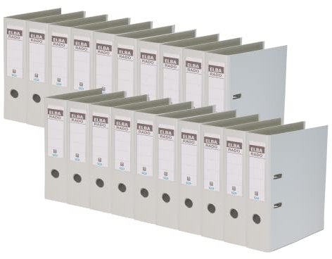 Elba Ordner A4, aus Kunststoff, rado plast, 8 cm breit, grau, 20 Stück