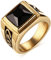VNOX Antike Herren Edelstahl schwarz Achat Ring,Gold