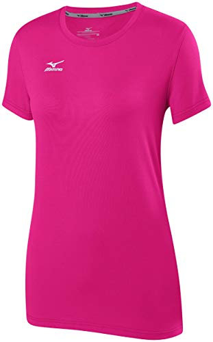 Mizuno Damen Volleyball 2.0 Attack Tee Shirt, 440650.1M1M.06.L, Shocking pink, Youth L