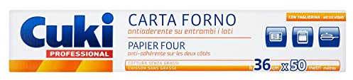 Cuki – Carta da forno antiaderente su entrambi i lati, con tagliacavi, formato 36 x 50 m