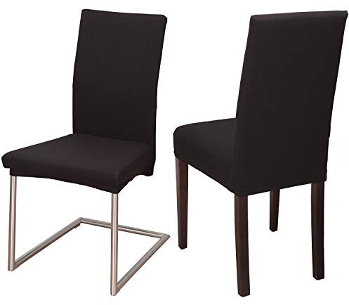 Staboos Stuhlhussen 2er Set - Hochwertige und elastische Stuhlhussen für Swingstühle - Pflegeleichte Stuhlbezüge & Hussen für Stühle - Perfekter Stuhlbezug 2er Set - ÖKO TEX Zertifiziert - Schwarz