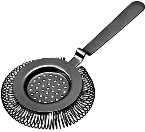 Passoire à Cocktail Professionnelle Noir Gun Métal pour Shaker et Verre à Mélange, Acier Inoxydable 304, Encoche de Stabilité Intégrée, Accessoire Mixologie (4 Couleurs Disponibles)