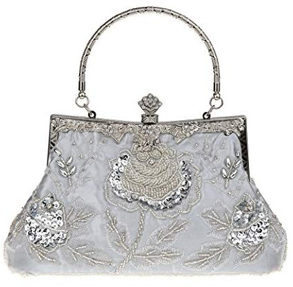 Ro Rox Marie Vintage 1920er Flapper Gatsby Peaky Blinders Party Abendhandtasche - Silber