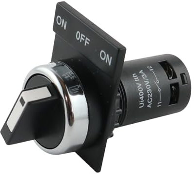 WITTKOWARE Einbau-Drehschalter, 30/22mm, 3A/230V, Schraubklemmen, mit Schild-Beschriftung ON/OFF/ON