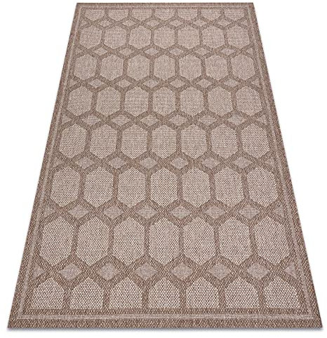 Teppich HOUSE SISAL Innen & Außen Hochwertiges Flachgewebe für Schlafzimmer / Terrasse / Balkon, mit Woll-Effekt beige 160x220 cm