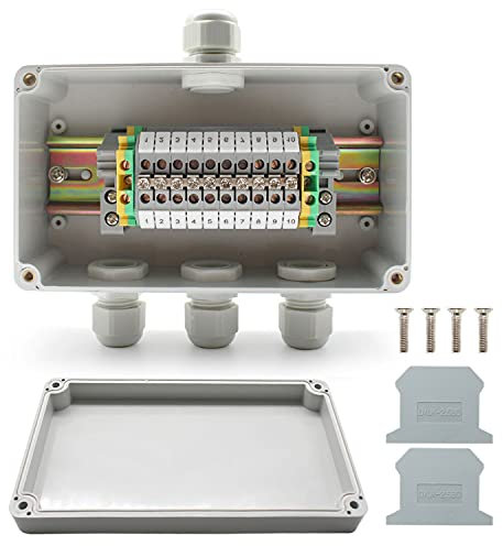 SRJQXH IP66 Scatole di Giunzione Impermeabili, Connettore per Cavo a 3 vie con Morsettiera, Viti e connettori impermeabili PG, Per Cavi Interni ed Esterni da 4-8 mm (Bianco)