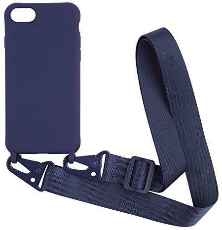 Handykette kompatibel mit iPhone 6 Plus/7 Plus/8 Plus(5.5) Hülle,Handyhülle Verstellbarer Necklace Silikonhülle Halsband Lanyard Schutzhülle Stoßfest TPU Bumper-Blau