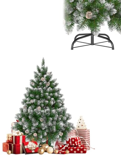 Froadp Weihnachtsbaum Künstlich 150cm Dekobaum PVC Kunstbaum mit Ständer Tannenbaum Deko Christbaum mit Schnee-Effekt Weihnachtsdeko Künstlicher Weinachts Baum für Drinnen und Draußen (Grün)