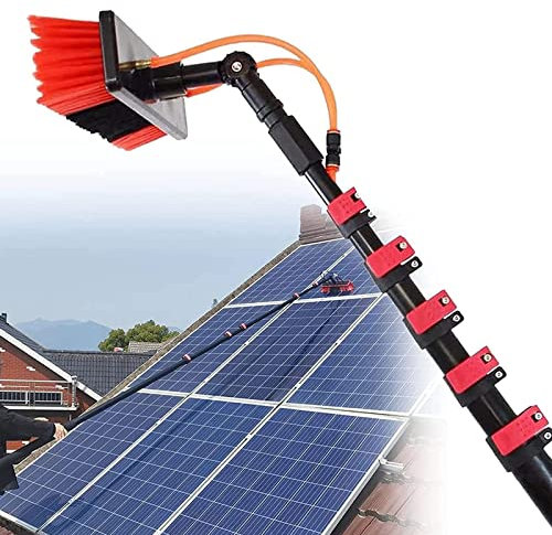 Fensterputzer mit Teleskopstiel, photovoltaikreinigung, 3.6-9m Teleskopstange Wasserführend Teleskop Waschbürste Fensterputzer Solar-photovoltaik-Panel-reinigungsbürste,50cm Brush Head,7.2m/23.6ft