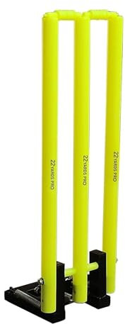 22YardsPro Cricket Wickets with Bails & Metal Base – Durable & Weather-Resistant Cricket Stumps Set for Training & Matches – Available in Green & Yellow