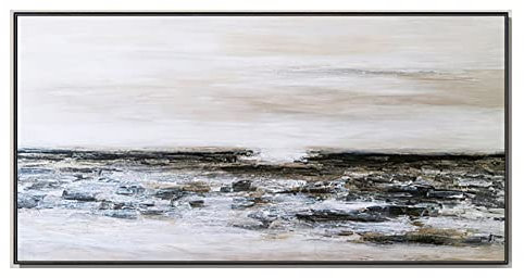 Acrylbilder, Schwarz Braun Meereswellen Landschaft Modernes Abstraktes Kunstwerk Rahmenlose Handölgemälde Auf Leinwand Wandkunst Für Wohnzimmer Schlafzimmer Büro Wohnkultur,90X180Cm(35.4X70.8Inch)