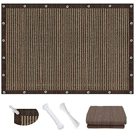 Sonnensegel atmungsaktiv 3.5 x 6 m Windschutz und Sonnenschutz Segel Markise Camping Schatten Kostenlose 1 × 5m Seile für Terrasse Balkon Garten, Braun A