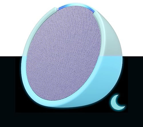 Echo Pop | Altavoz inteligente Bluetooth con Alexa de sonido potente y compacto | Lavanda + funda blanda, Made for Amazon, para Echo Pop (modelo del 2023), Fosforescente
