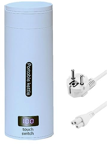 Viaje de Taza de Agua eléctrica, hervidor portátil, calefacción eléctrica, Taza de Agua, Mini Dormitorio, hogar, hogar, Taza de calefacción portátil para Viajar (Azul)