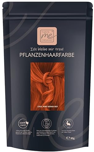 Thats me Organic® Profi Pflanzenhaarfarbe Nachfüllpack (cool pure henna red) – Bio Haarfarbe ohne Chemie – Ideale Haarfarbe auch während der Schwangerschaft und Stillzeit